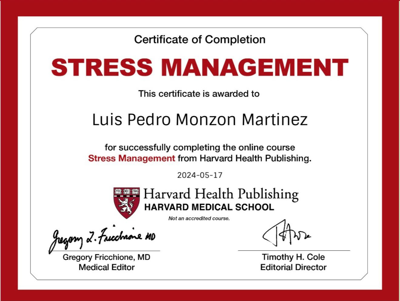 Certificado Harvard